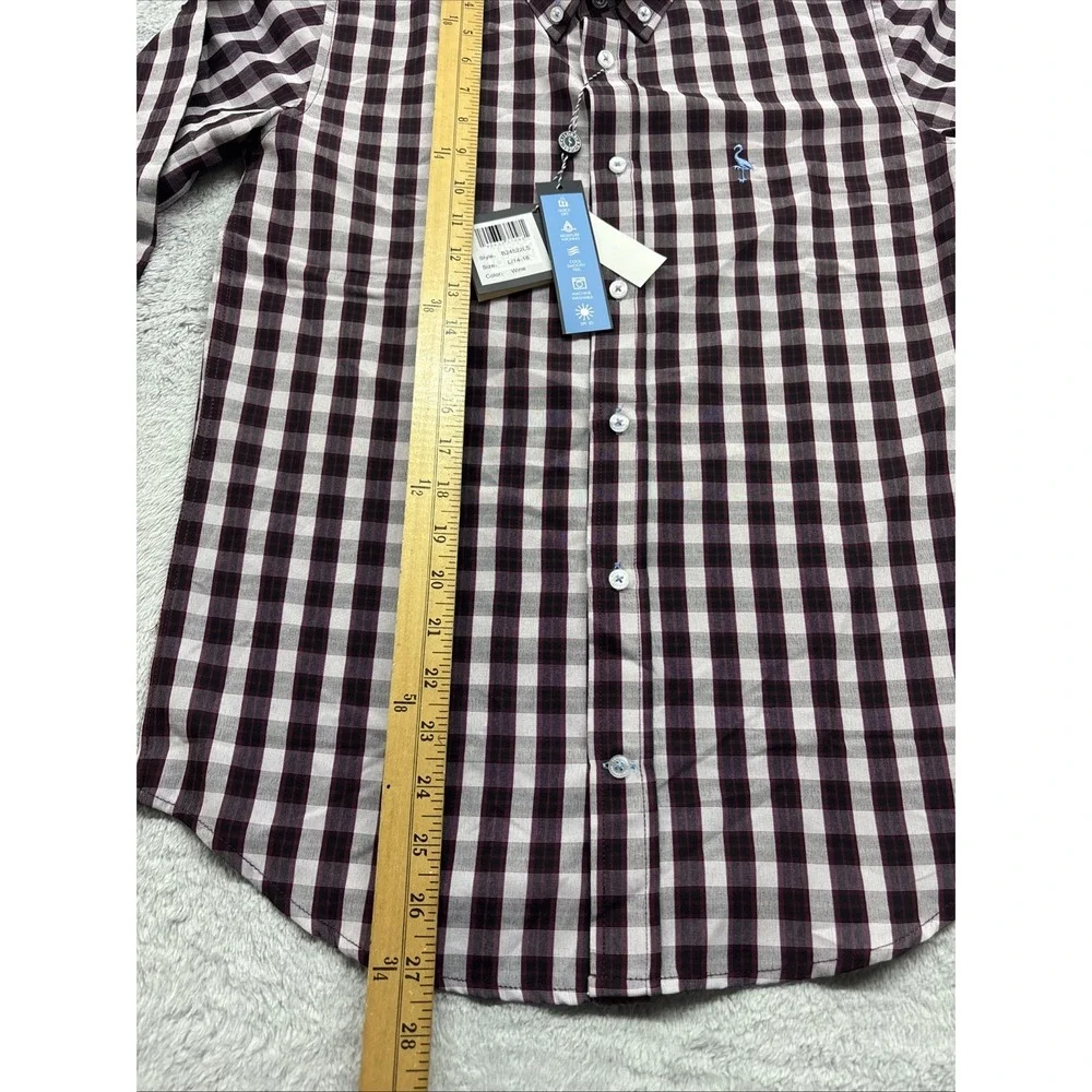 Tailorbyrd Boys Lux‎ Performance Gingham Button Down Shirt Wine L 14-16 B24522LS